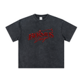 260GSM Unisex Heavyweight Re-Washed Distressed Crew Neck T-shirt Snowflake