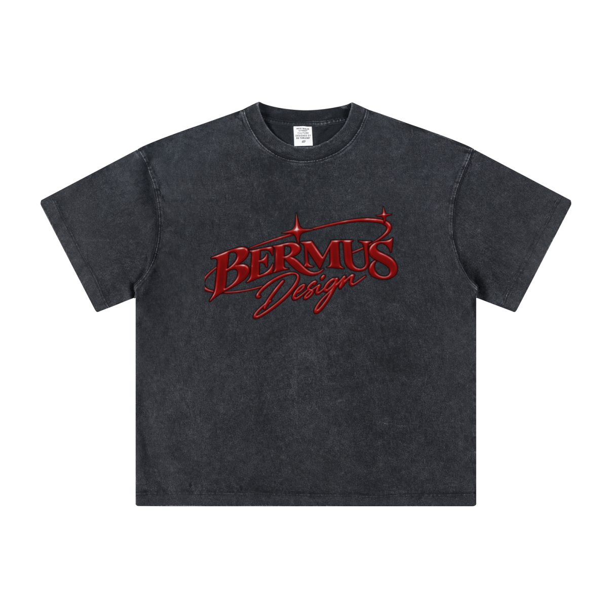 260GSM Unisex Heavyweight Re-Washed Distressed Crew Neck T-shirt Snowflake
