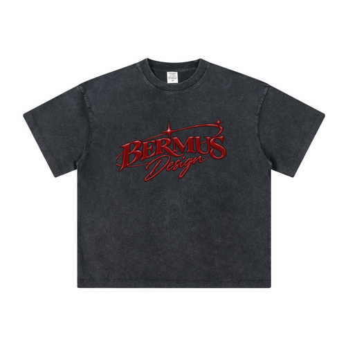 260GSM Unisex Heavyweight Re-Washed Distressed Crew Neck T-shirt Snowflake