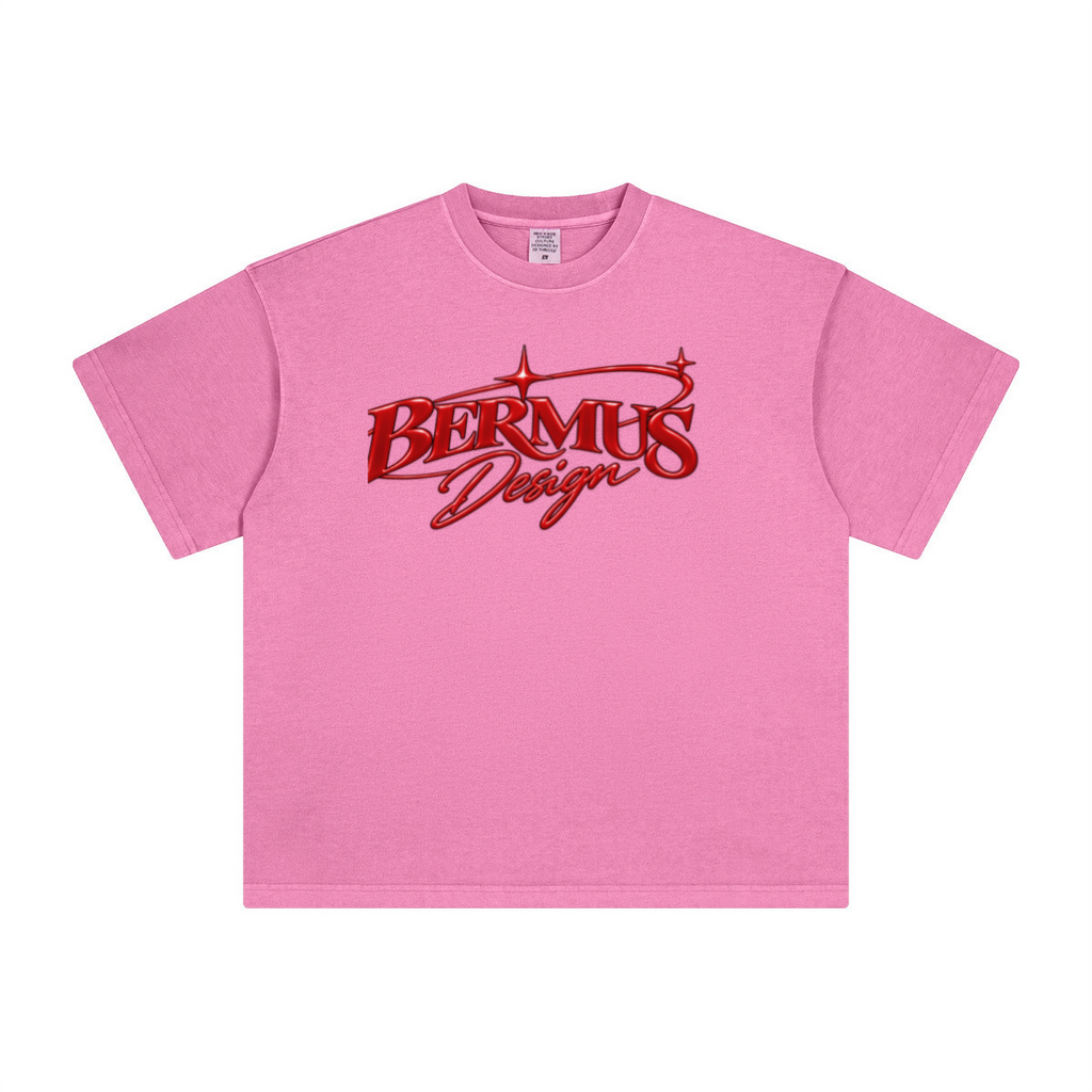 260GSM Unisex Heavyweight Re-Washed Distressed Crew Neck T-shirt Pink