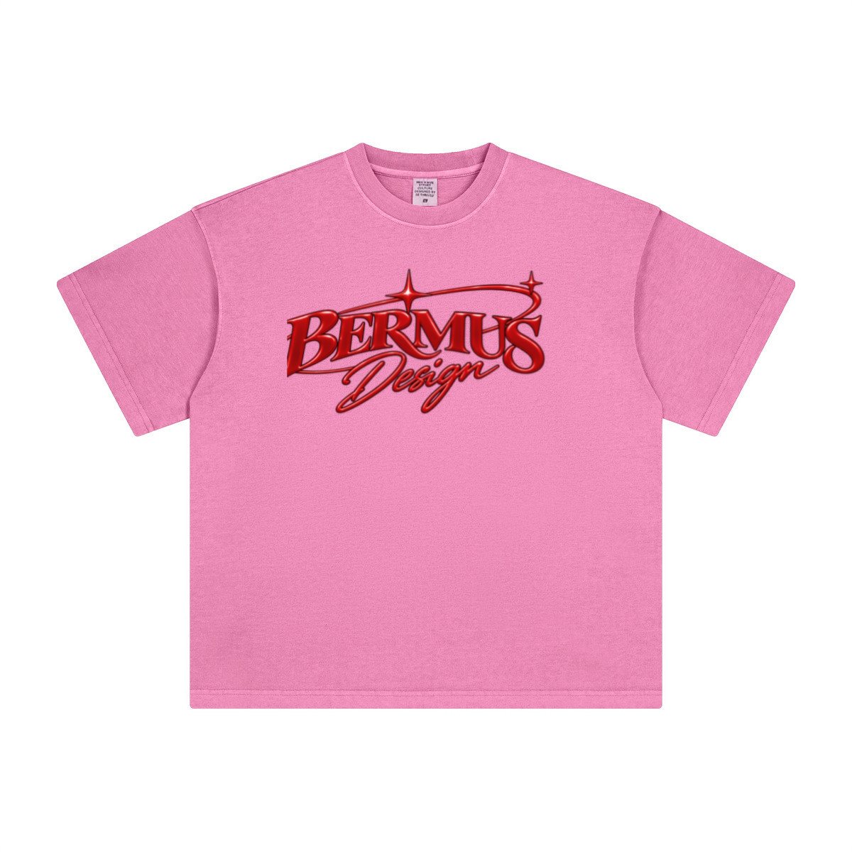 260GSM Unisex Heavyweight Re-Washed Distressed Crew Neck T-shirt Pink