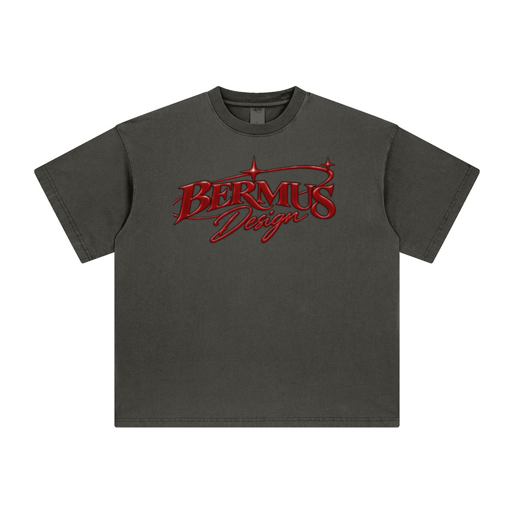 260GSM Unisex Heavyweight Re-Washed Distressed Crew Neck T-shirt Dark gray