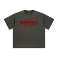 260GSM Unisex Heavyweight Re-Washed Distressed Crew Neck T-shirt Dark gray