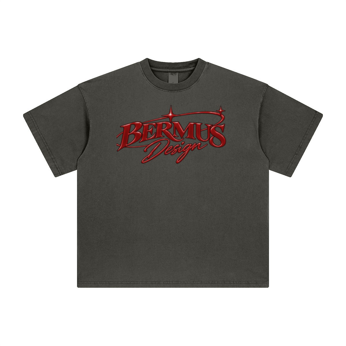 260GSM Unisex Heavyweight Re-Washed Distressed Crew Neck T-shirt Dark gray