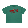 260GSM Unisex Heavyweight Re-Washed Distressed Crew Neck T-shirt Green