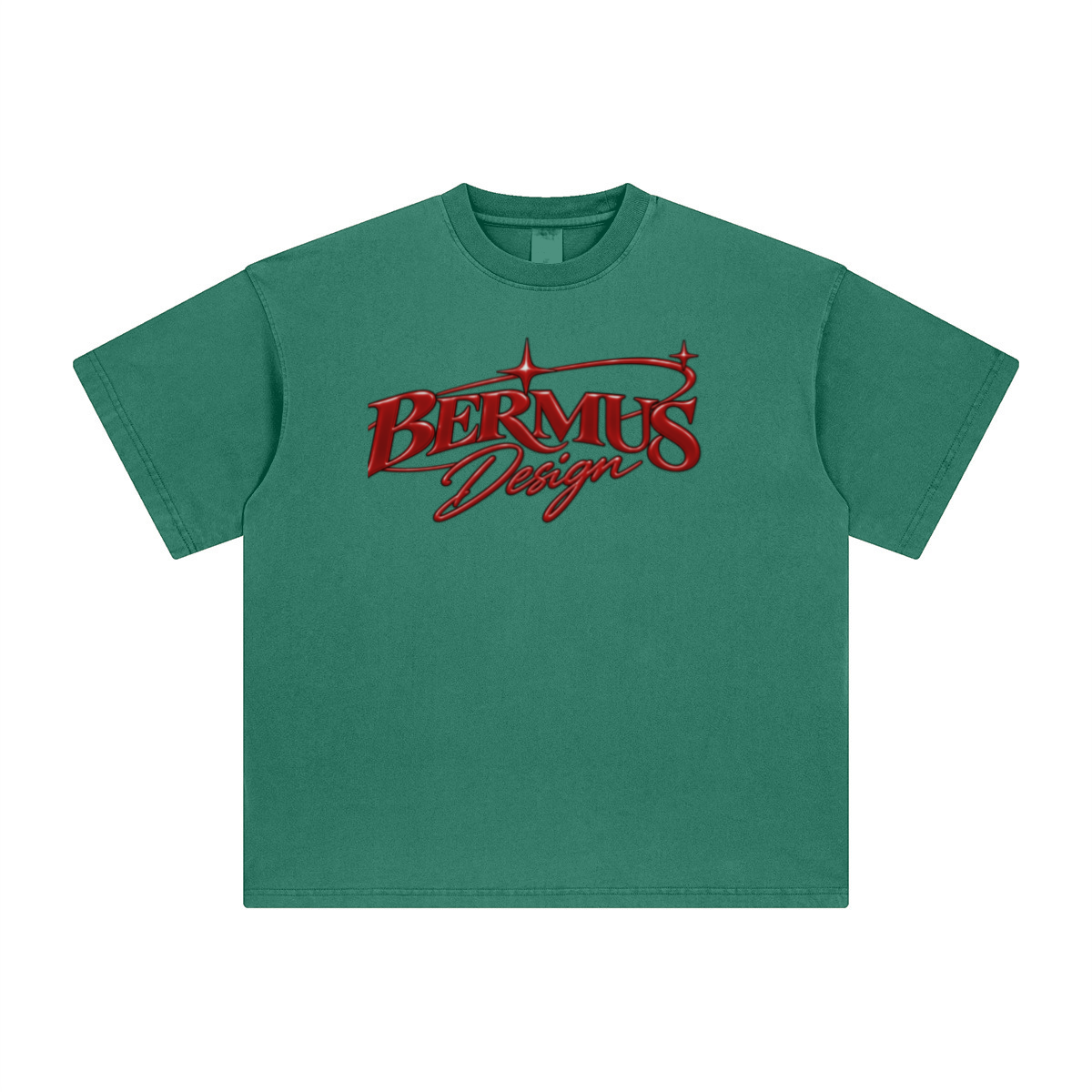 260GSM Unisex Heavyweight Re-Washed Distressed Crew Neck T-shirt Green