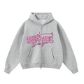 345GSM Unisex Boxy-Fit Double-Zip Hoodie Heathered Grey