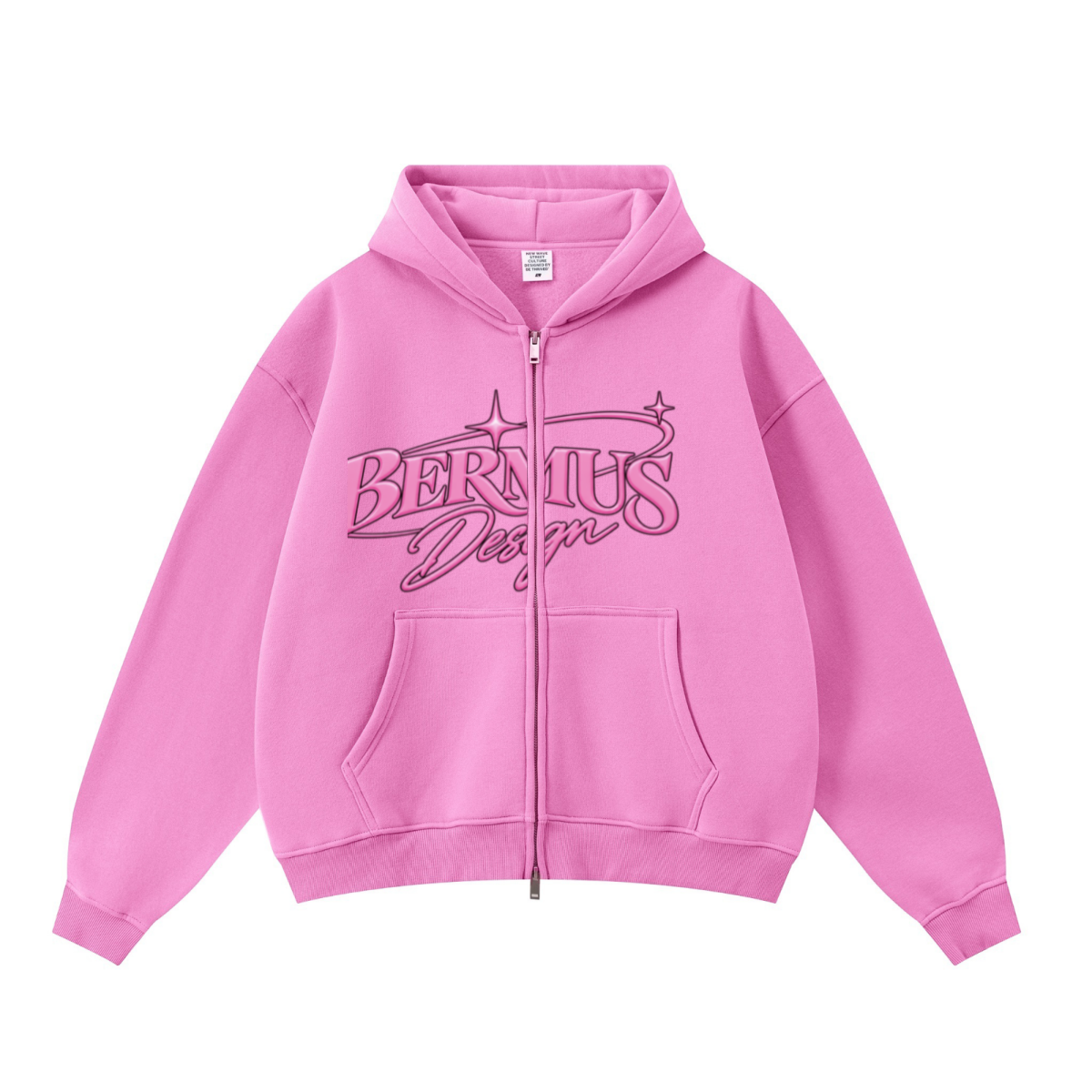 345GSM Unisex Boxy-Fit Double-Zip Hoodie Peach Pink