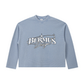 280GSM Men's Vintage Snow-Wash Boxy Waffle Long-Sleeve T-Shirt BABY Blue