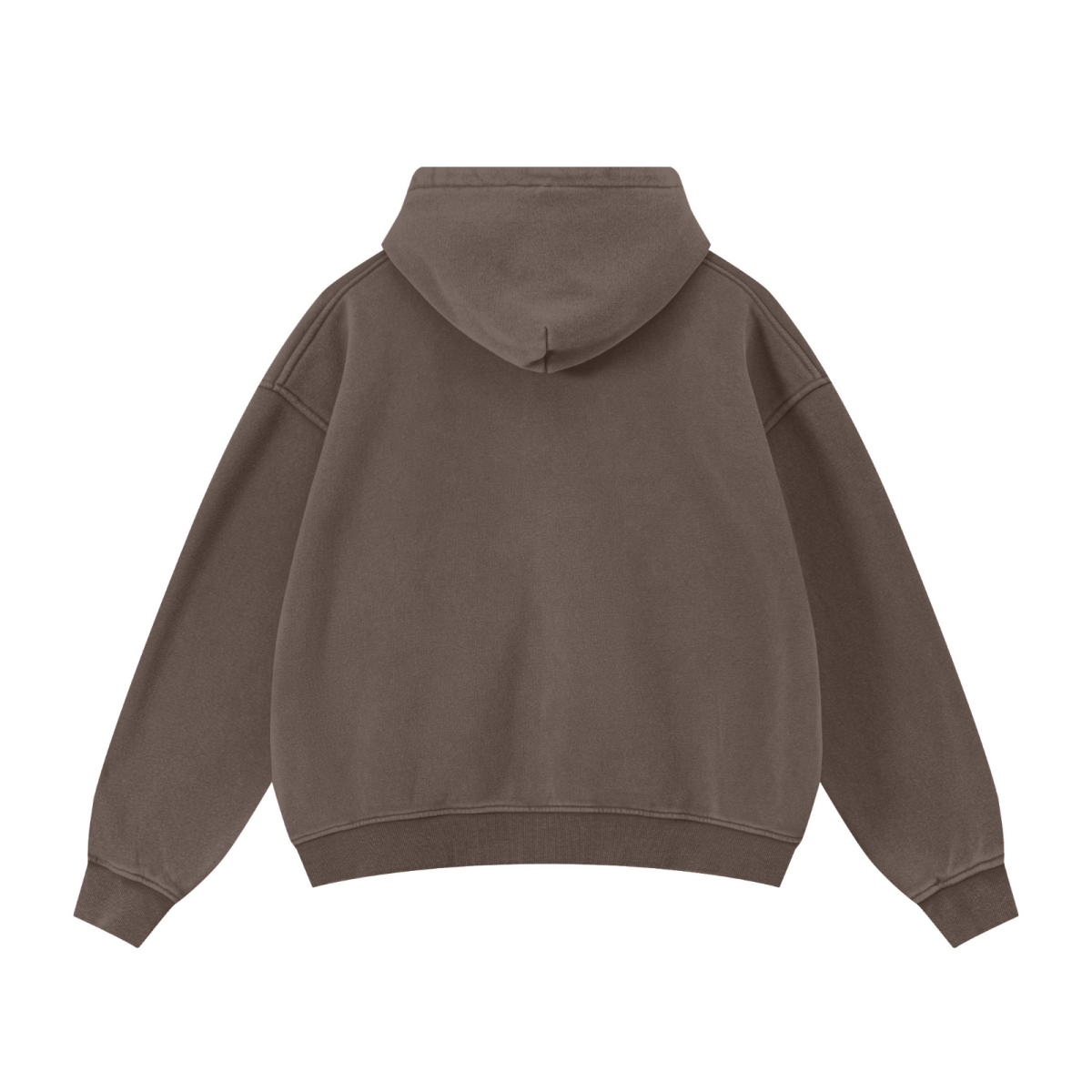 400GSM Unisex Vintage-Wash Boxy-Fit Zip-Up Hoodie Vintage Dark Brown