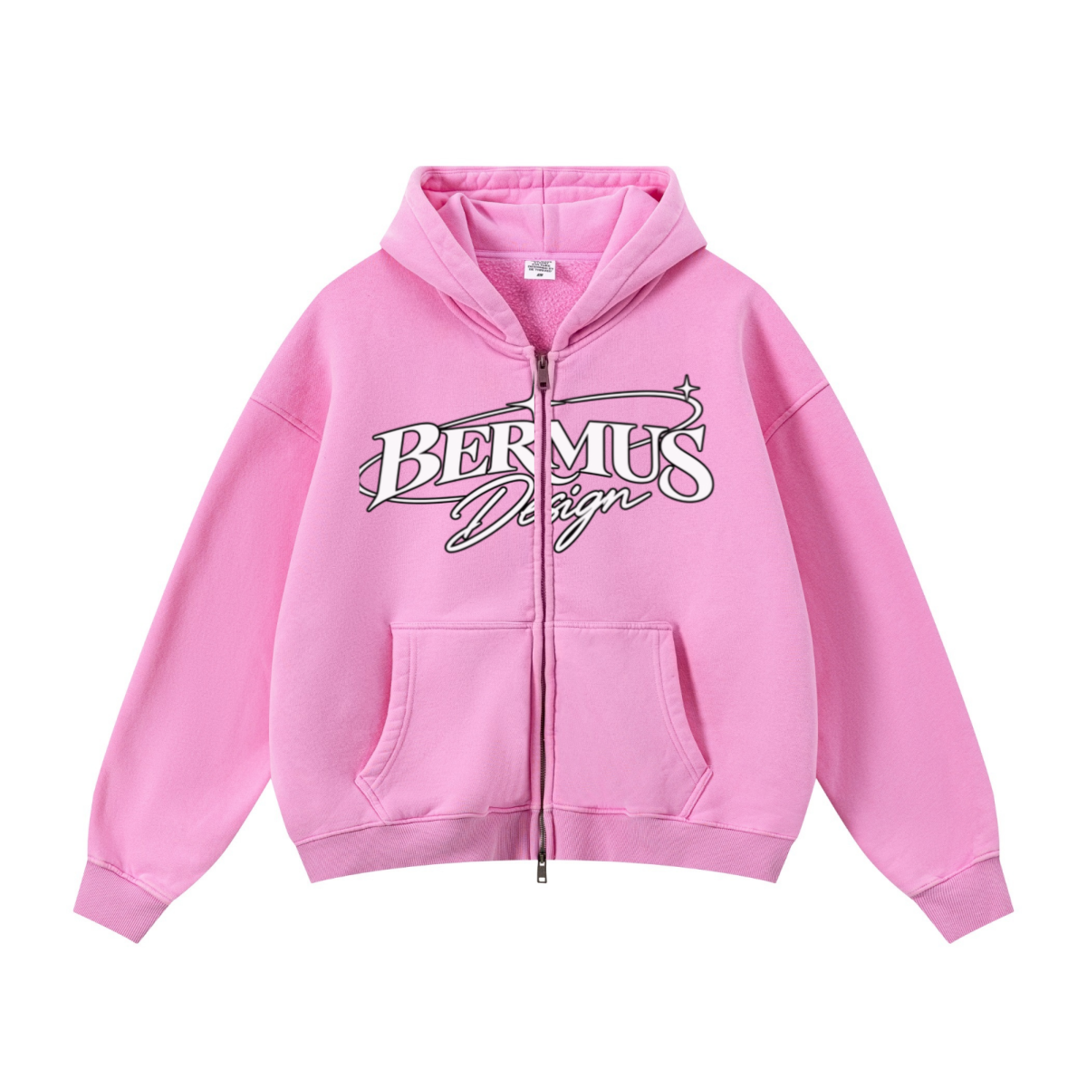 400GSM Unisex Vintage-Wash Boxy-Fit Zip-Up Hoodie Vintage Peach Pink