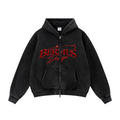 400GSM Unisex Vintage-Wash Boxy-Fit Zip-Up Hoodie Vintage Black