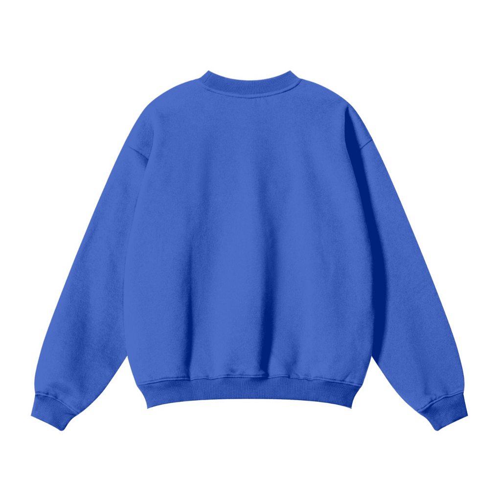 345GSM Men's Solid Color Crewneck Sweatshirt Cyan Blue