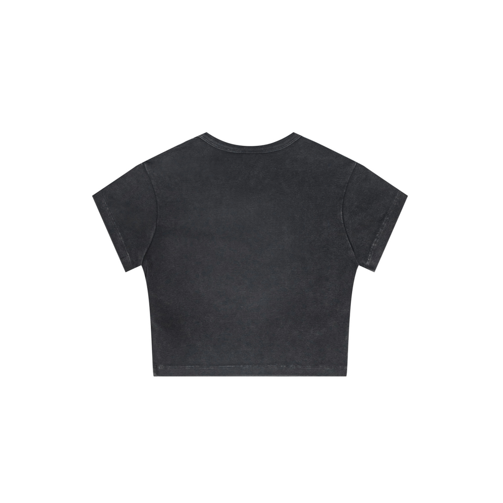 235GSM Women's Slim-Fit Washed Stretch Cotton Crop T-Shirt Snow wash