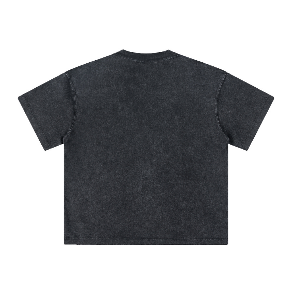 260GSM Unisex Heavyweight Re-Washed Distressed Crew Neck T-shirt Snowflake