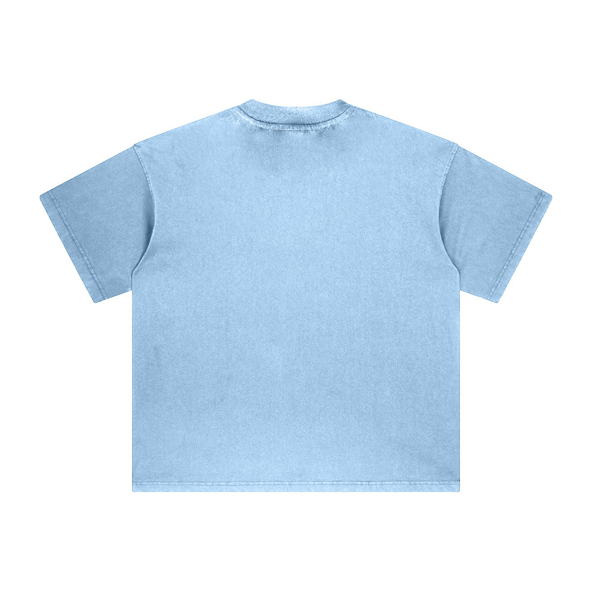 260GSM Unisex Heavyweight Re-Washed Distressed Crew Neck T-shirt Sky Blue