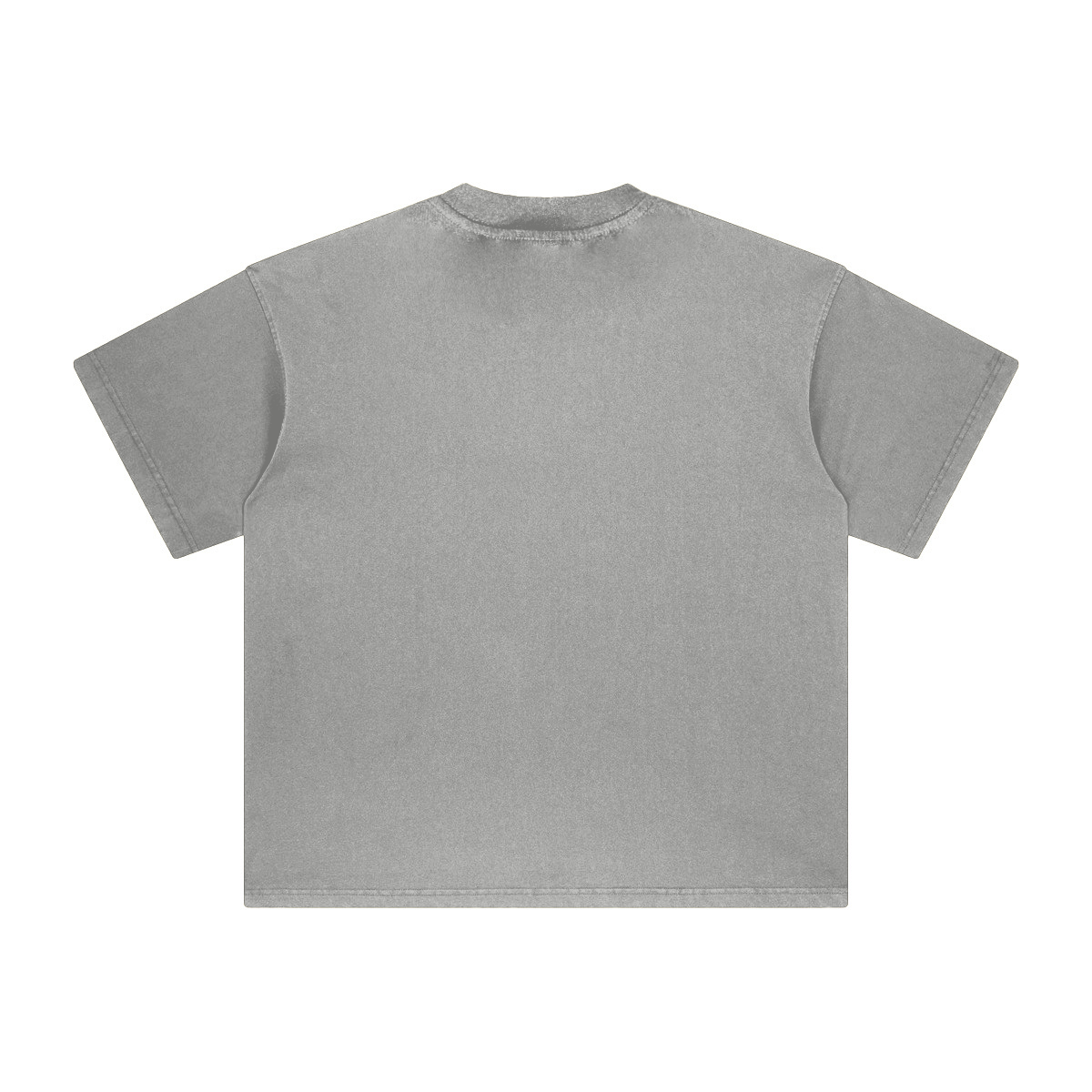 260GSM Unisex Heavyweight Re-Washed Distressed Crew Neck T-shirt Medium Grey