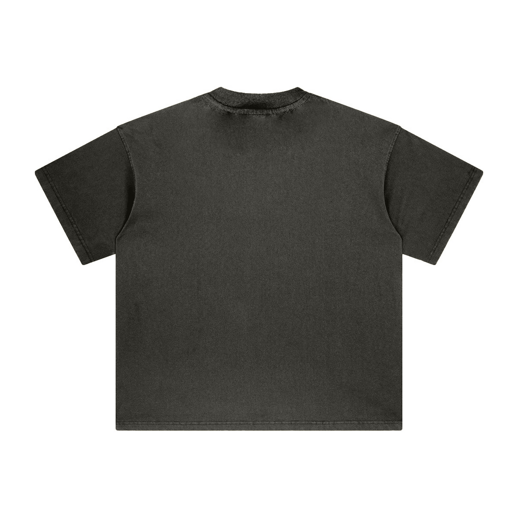 260GSM Unisex Heavyweight Re-Washed Distressed Crew Neck T-shirt Dark gray