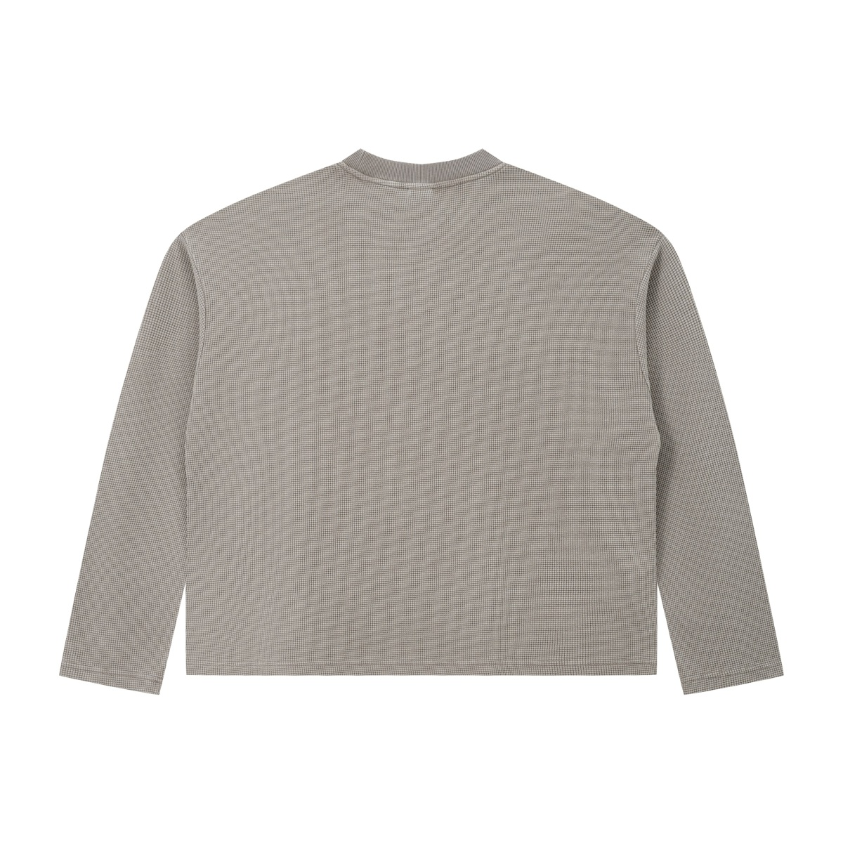 280GSM Men's Vintage Snow-Wash Boxy Waffle Long-Sleeve T-Shirt Light Gray