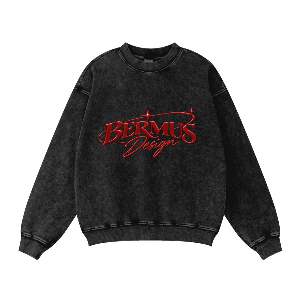 320GSM Unisex Vintage-Wash Crew Neck Loopback Sweatshirt Snow Wash