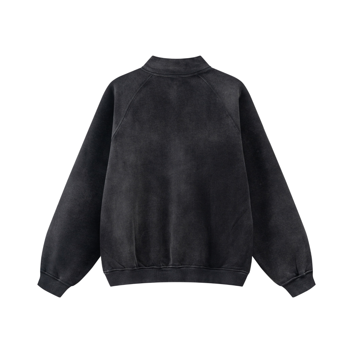 360GSM Unisex Monkey Wash Fall&Winter PP-Sprayed  Half-Zip Stand Collar Sweatshirt Black