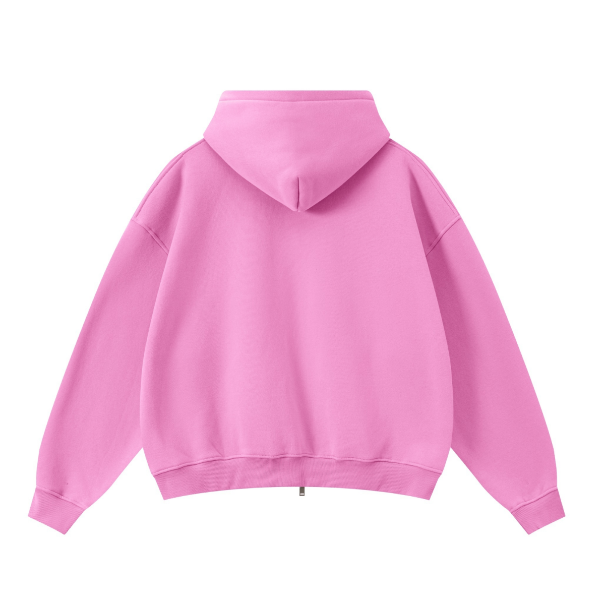 345GSM Unisex Boxy-Fit Double-Zip Hoodie Peach Pink