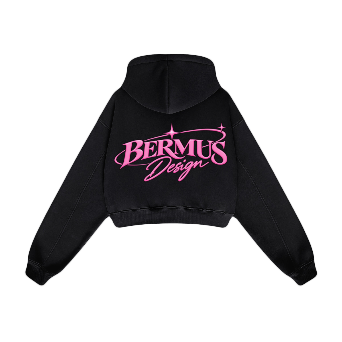 345GSM Women’s Heavyweight Cropped Fleece Hoodie Black